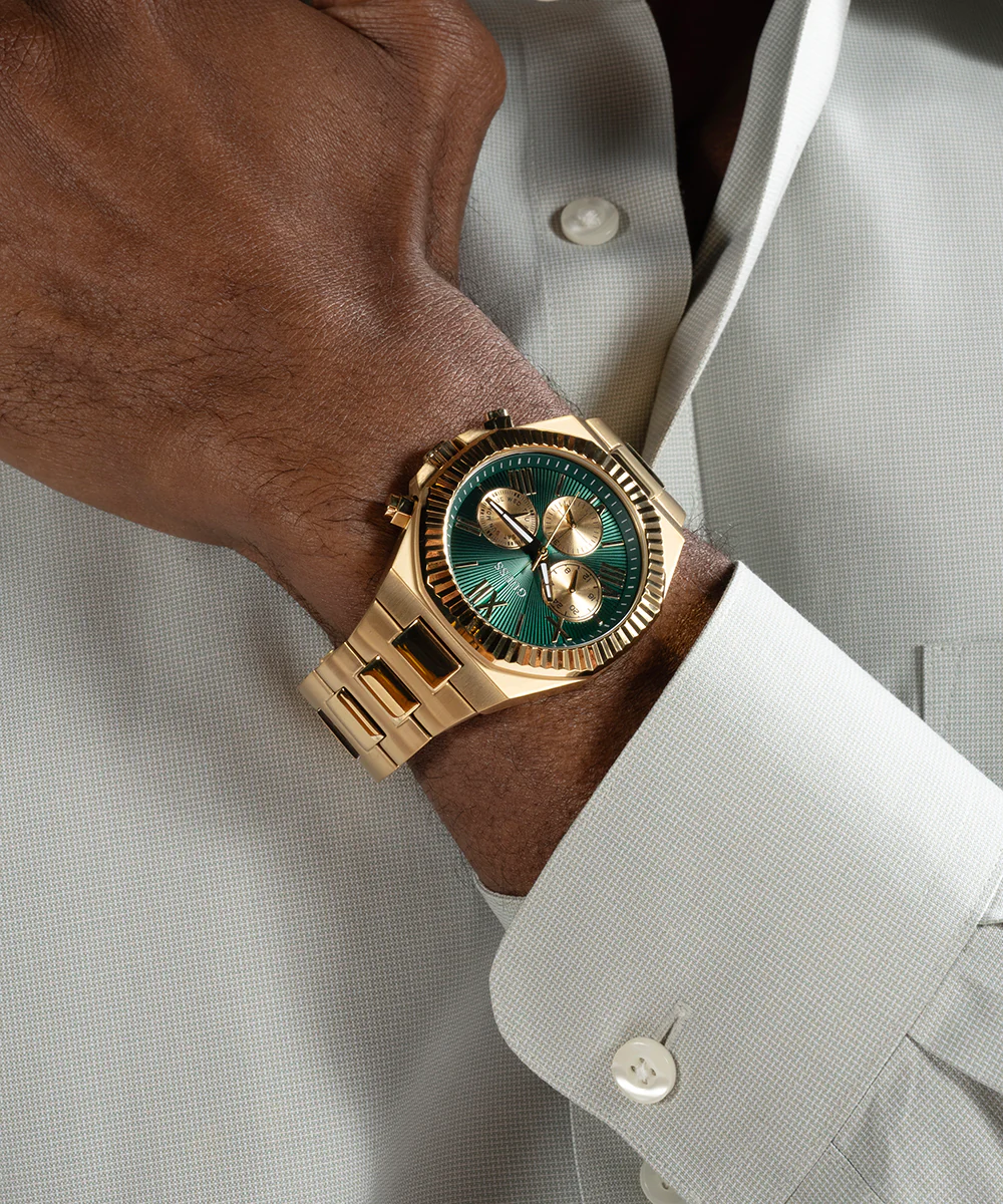 GUESS Equity Mens Gold Tone Multi-function Watch - Image 3