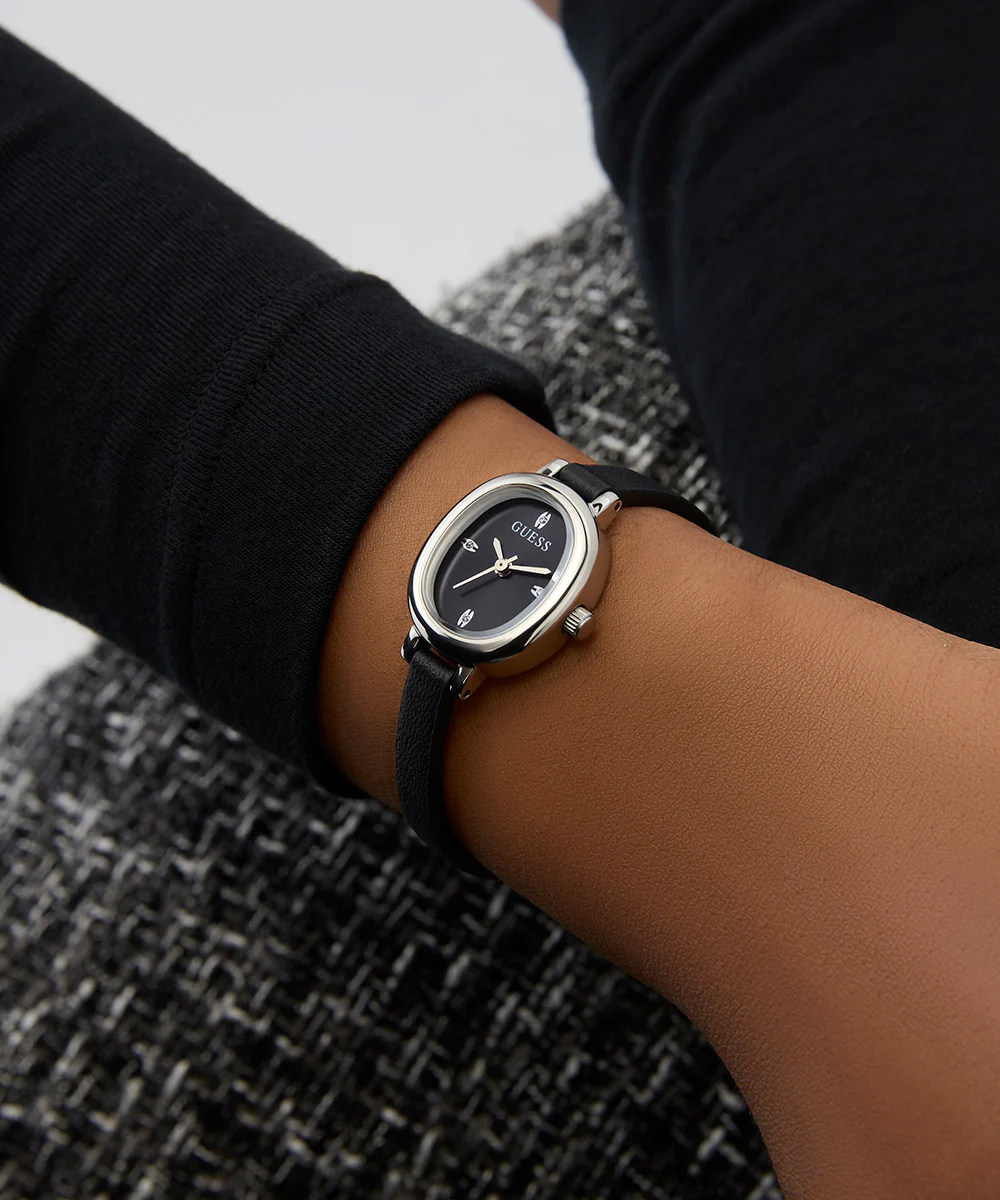 GUESS Ladies Black Silver Tone Analog Watch - Image 6