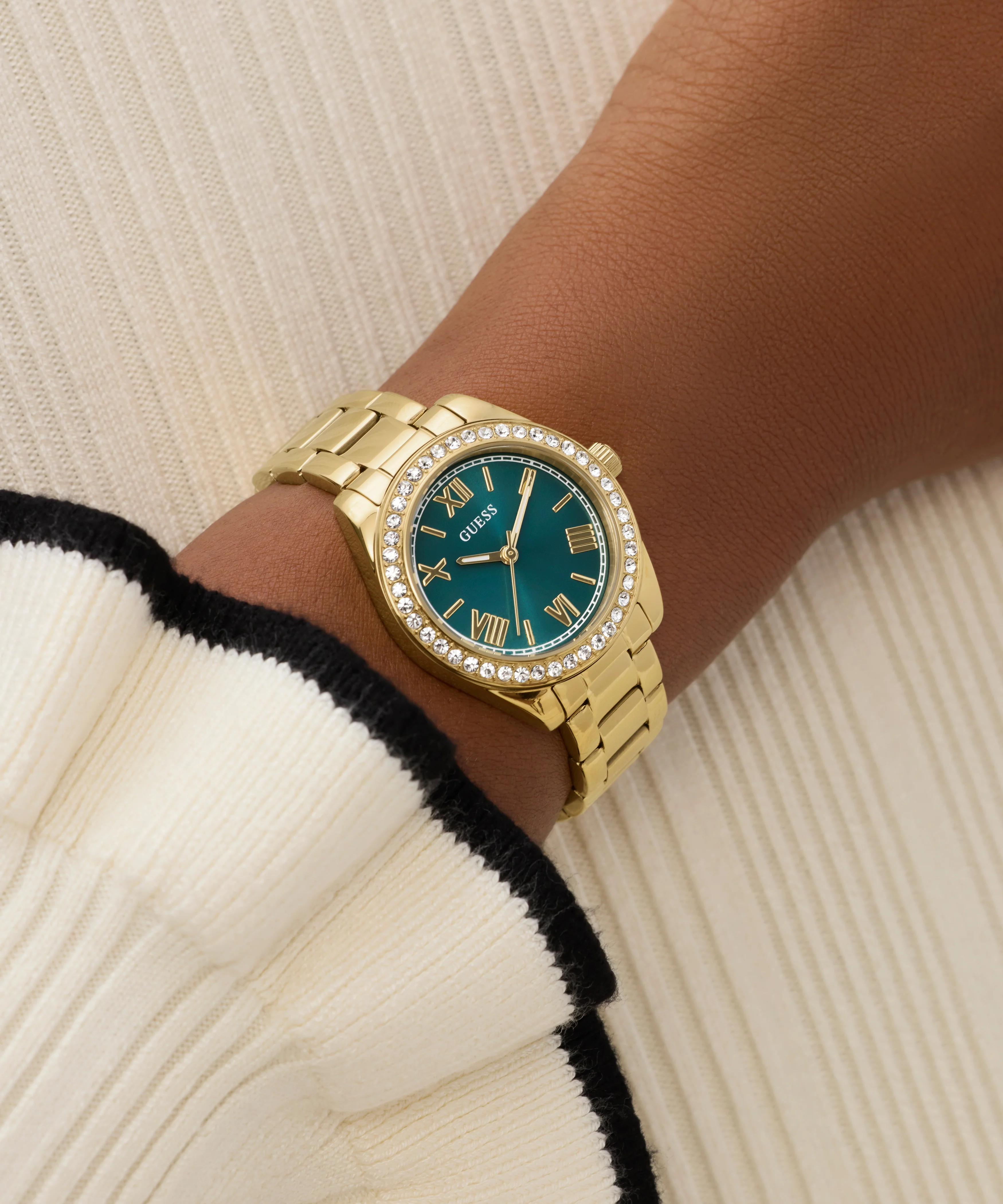 GUESS Ladies Mini Luna Gold Tone Analog Watch - Image 5