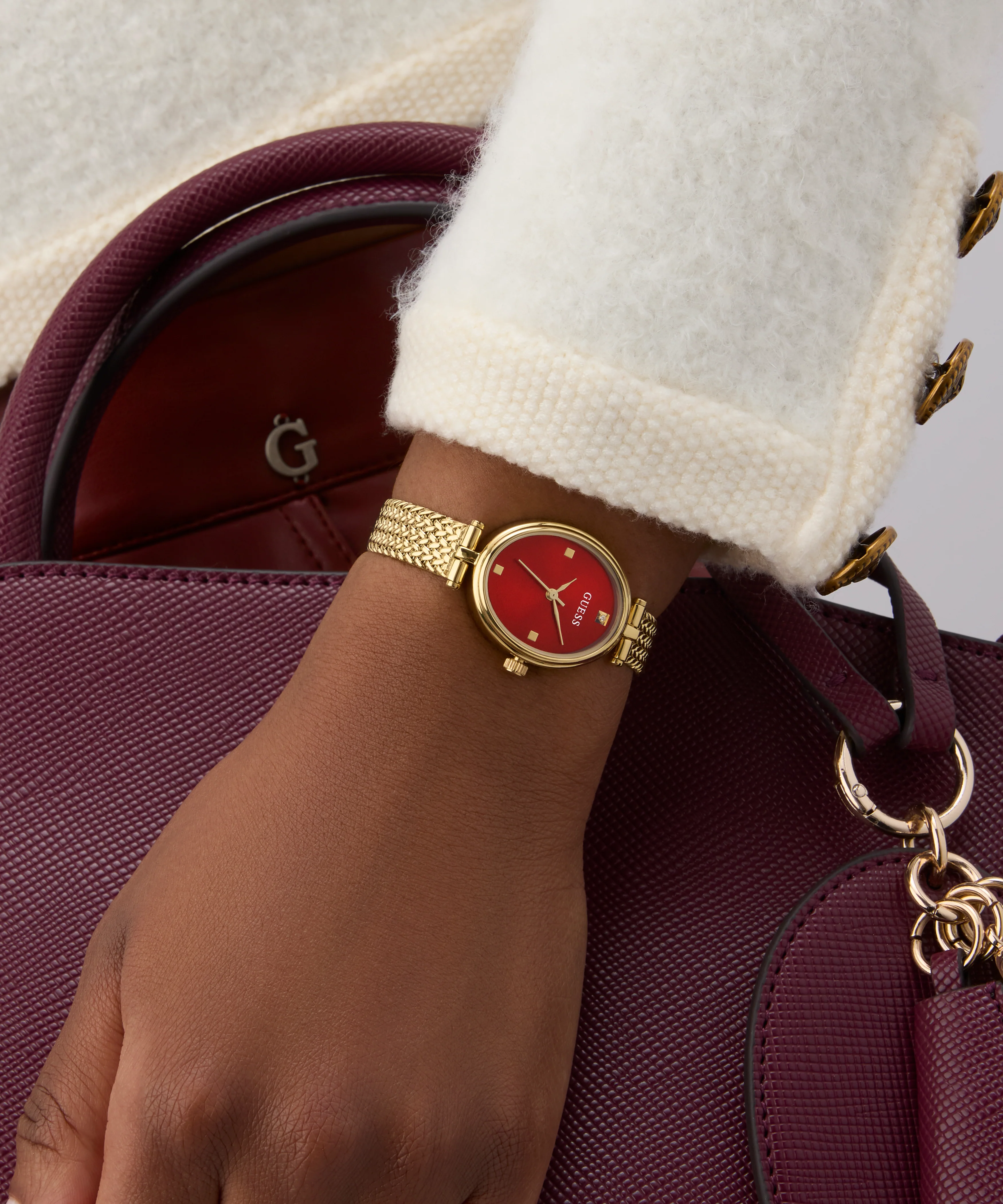 GUESS Ladies Ruby Gold Tone Analog Watch - Image 3