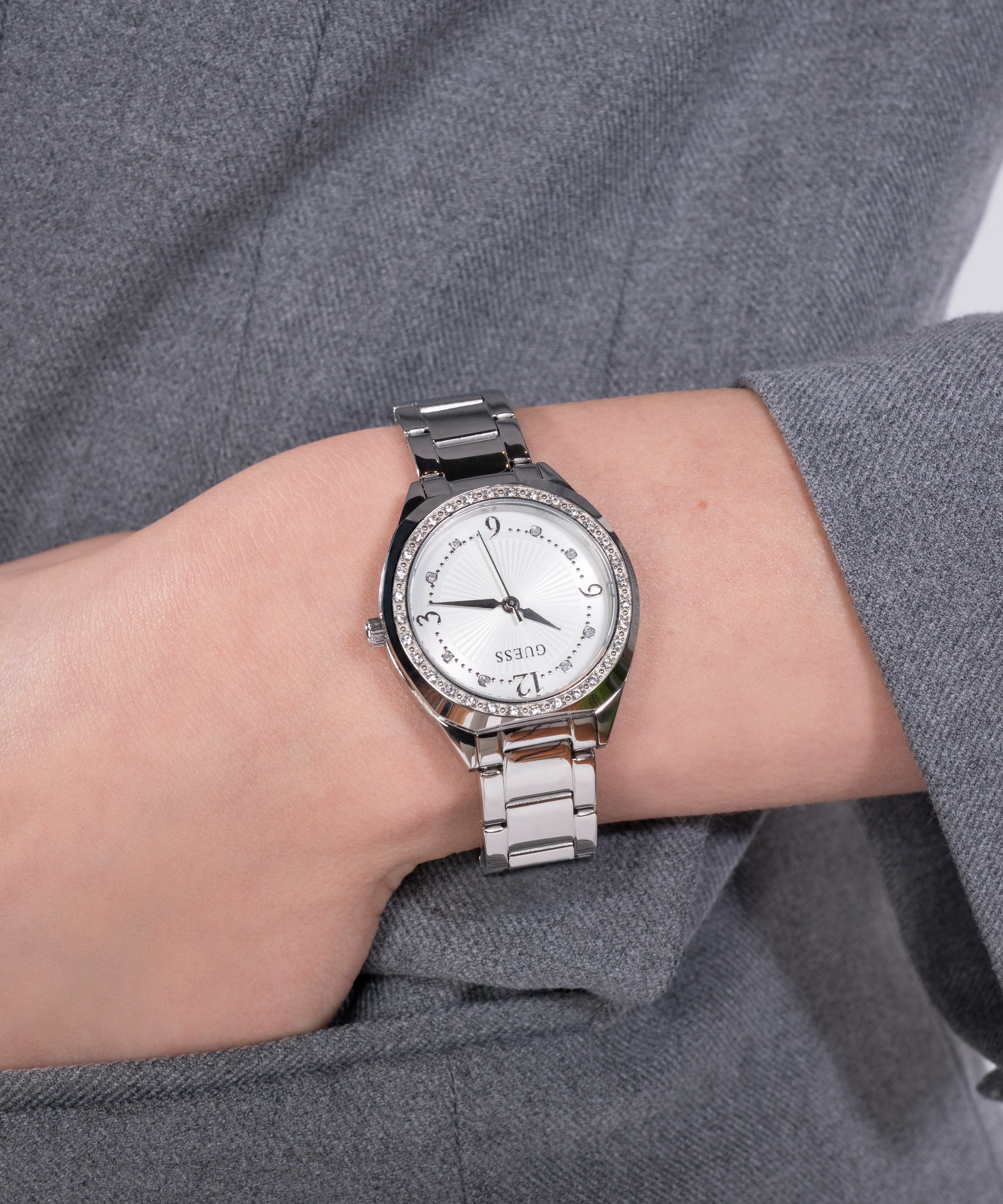 GUESS Ladies Silver Tone Analog Watch - Image 6