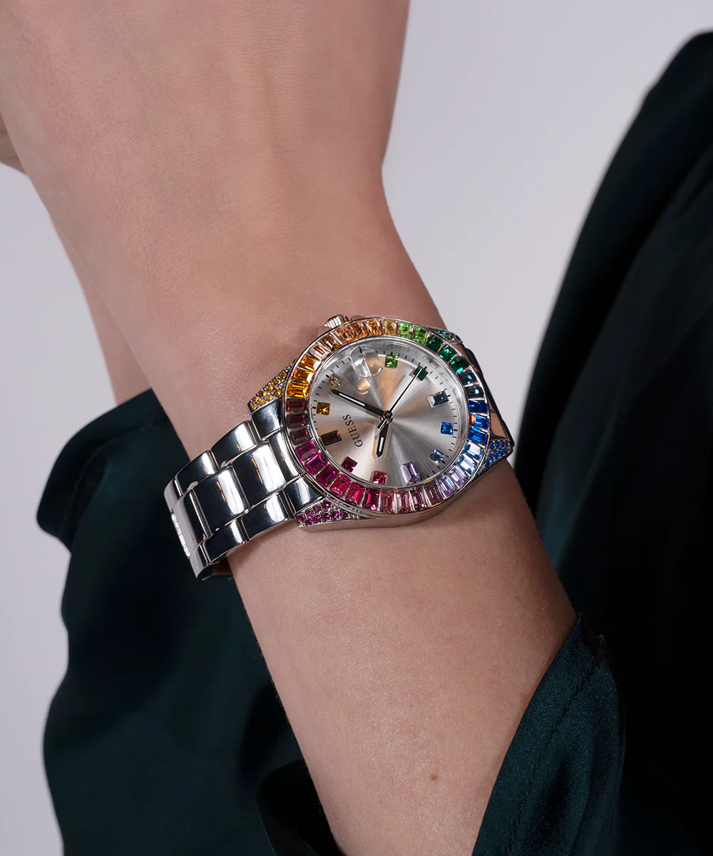 GUESS Ladies Silver Tone Day/Date Watch - Image 4