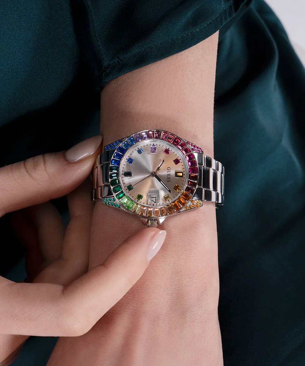 GUESS Ladies Silver Tone Day/Date Watch - Image 7