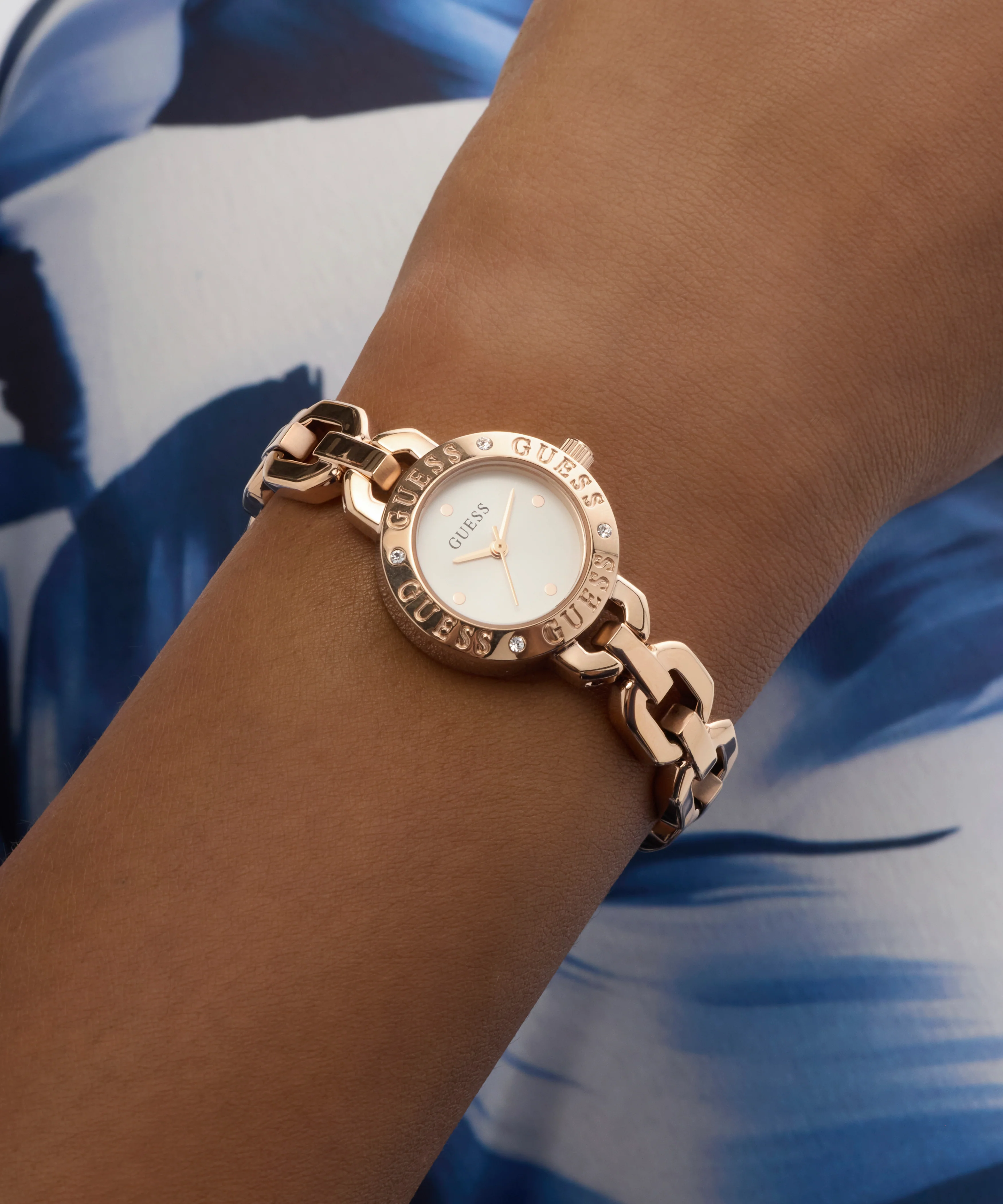 GUESS Ladies Siren Rose Gold Tone Analog Watch - Image 6