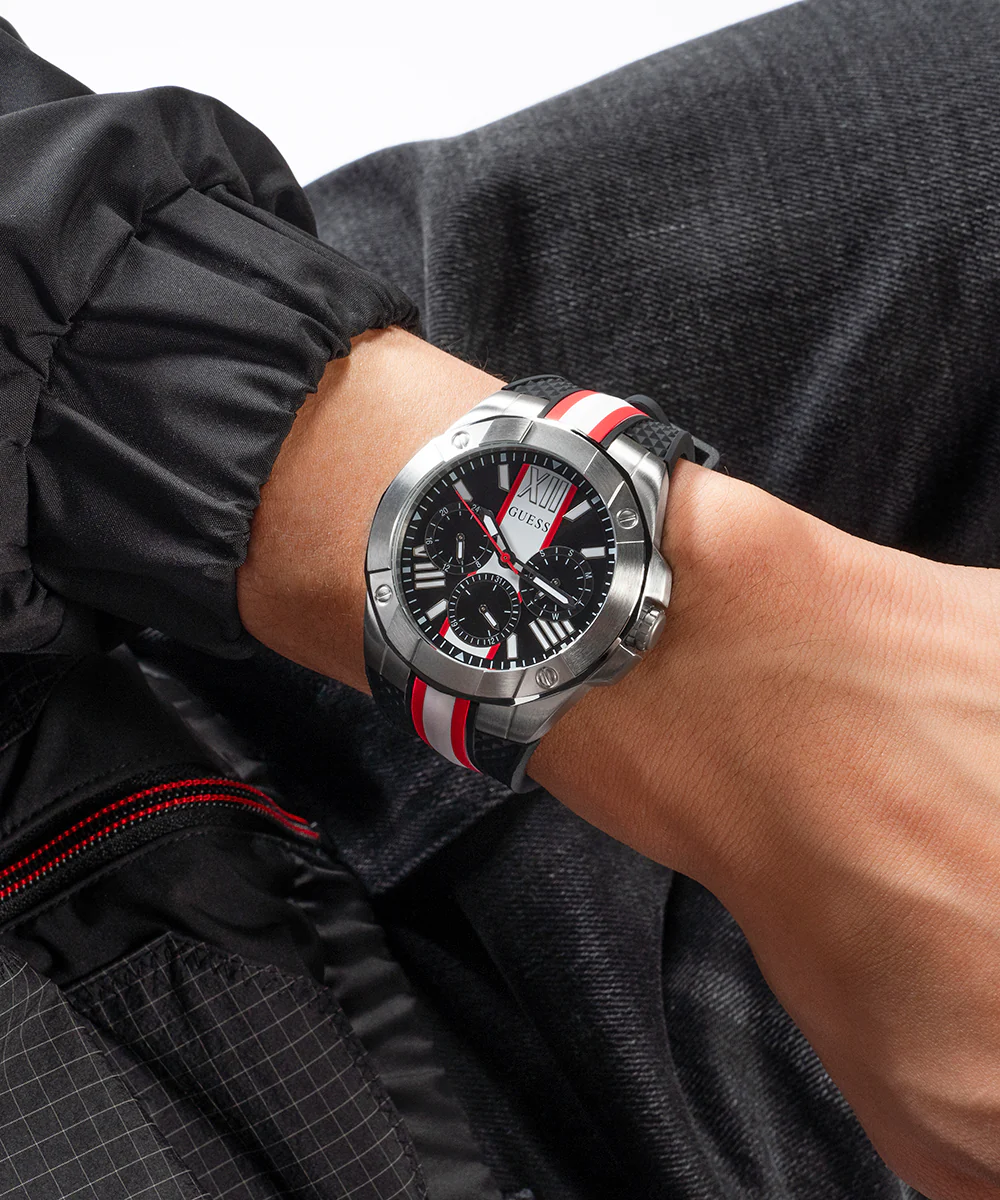 GUESS Mens Black Silver Tone Multi-function Watch - Image 4