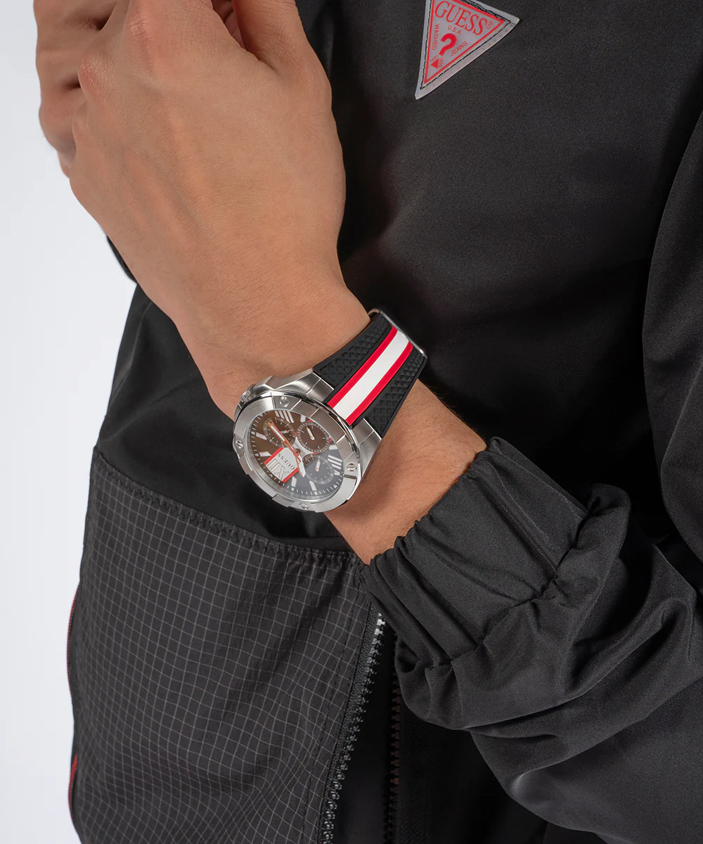 GUESS Mens Black Silver Tone Multi-function Watch - Image 7